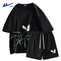 Черный (чернильный бамбуковый крана нижняя нижняя отметка) + черная (чернильные брюки с бамбуком с нижней левой маркой)