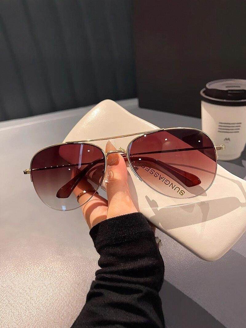 Half-Frame Trendy Aviator Sunglasses for Men, 2025 New Style, Uv Protection, Large Face Sunglasses for Driving