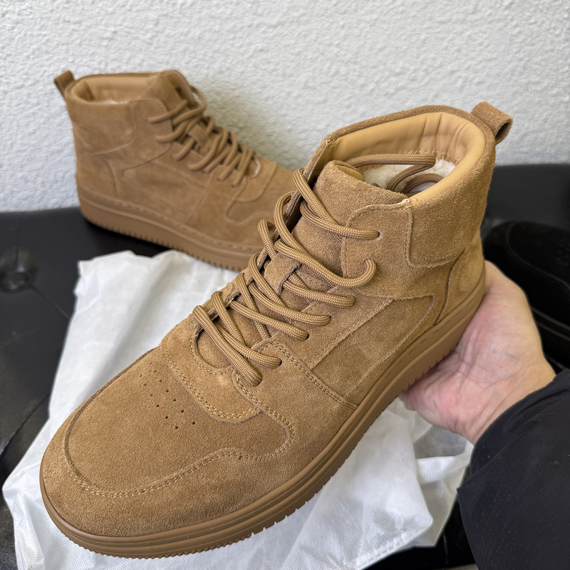 Henan Sangpo Village Genuine Sheepskin Integrated Snow Boots, Air Force Style, Wool and Leather Casual Lace-Up Men's Shoes for Winter Henan Sangpo Village Genuine Sheepskin Integrated Snow Boots, Air Force Style, Wool and Leather Casual Lace-Up Men's Shoes for Winter