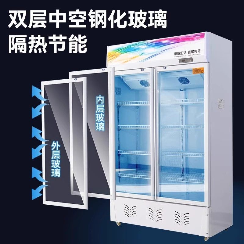 Smart Ice Beverage Display Cabinet Refrigerated Fresh-Keeping Freezer Large Capacity Double-Door Supermarket Vertical Single-Door Beer Freezer