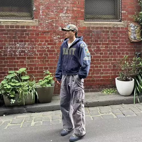 [Различные бог брюки] ERL 24FW Ретро промывание воды, старый серый пистолет.