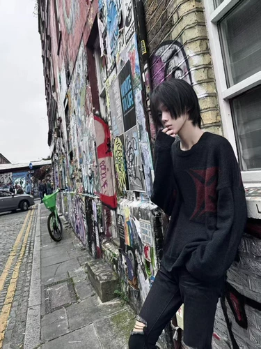 [Та же серия Лорен] ERD22FW жаккардовый свитер из мохера с алым крестом, пуловер с круглым вырезом, свитер