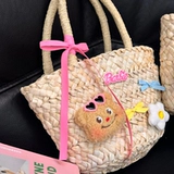 Соломенное масло, вместительная и большая высококачественная сумка, летняя портативная барсетка, с медвежатами, французский стиль, изысканный стиль