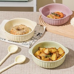 Binaural Steamed Egg Bowl Air Fryer High Temperature Resistant Baking Bowl Oven Special Baked Rice Bowl For Home Ceramic Fruit Salad Plate