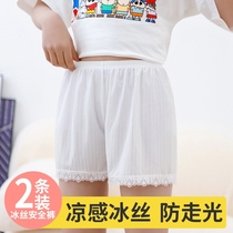 Childrens safety pants summer thin ice silk anti-exposure safety pants cotton baby bottoming girls underwear two-in-one