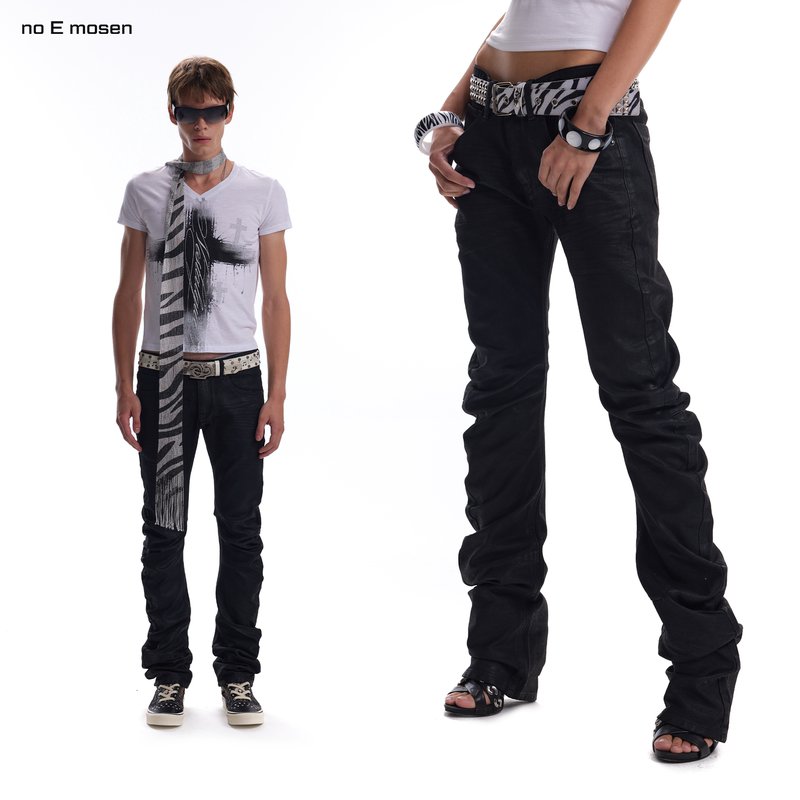 No E Mosen (Noe) Wax Brushed Large Curved Knife Cut Style Three-Dimensional Pleated Stretch Slim-Fit Jeans No E Mosen (Noe) Wax Brushed Large Curved Knife Cut Style Three-Dimensional Pleated Stretch Slim-Fit Jeans