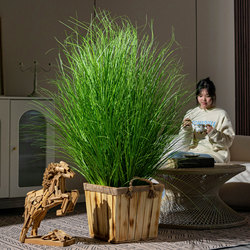 Large Artificial Reed Grass, Simulated Fake Flowers and Green Plants, Cattail, Bionic Plants, Indoor Floor Landscaping Decorative Grass Ball Ornaments