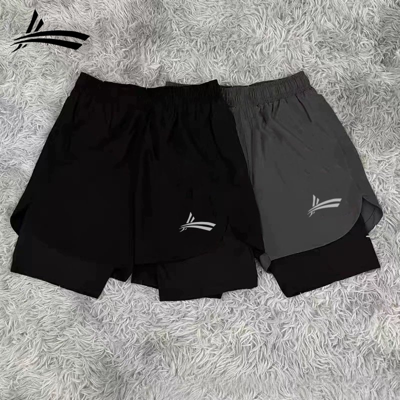 Volan Volan легкоатлетические тренировки, быстросохнущие брюки для бега, спортивные шорты для фитнеса с искусственной подкладкой из двух частей, анти-пустые шорты