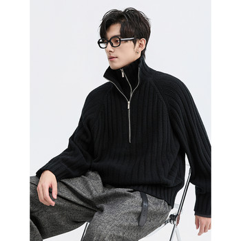 Double-layer stand-up collar design piaget zall 25 early winter half-zip jacquard wool sweater men's pullover sweater Double-layer stand-up collar design piaget zall 25 early winter half-zip jacquard wool sweater men's pullover sweater