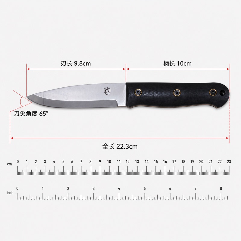 Aoji Imported M390 Powder Steel Knife, Outdoor Knife, Camping Knife, Scandi Blade, High Hardness Stainless Steel Camping Knife