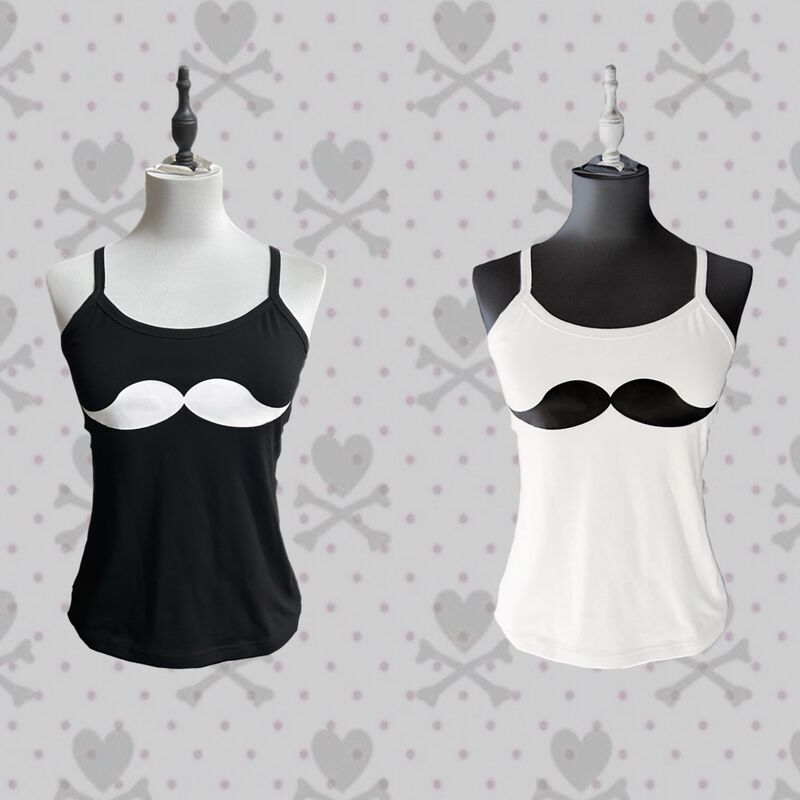 Japanese-Style Soft Girl Cute Mustache Print Camisole Slim Fit Versatile Summer Sleeveless Top Simple