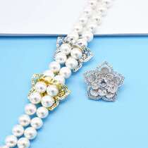 Fixed clip pearl necklace silver buckle clip jewelry accessories snap flower bracelet double breasted layer sweater chain