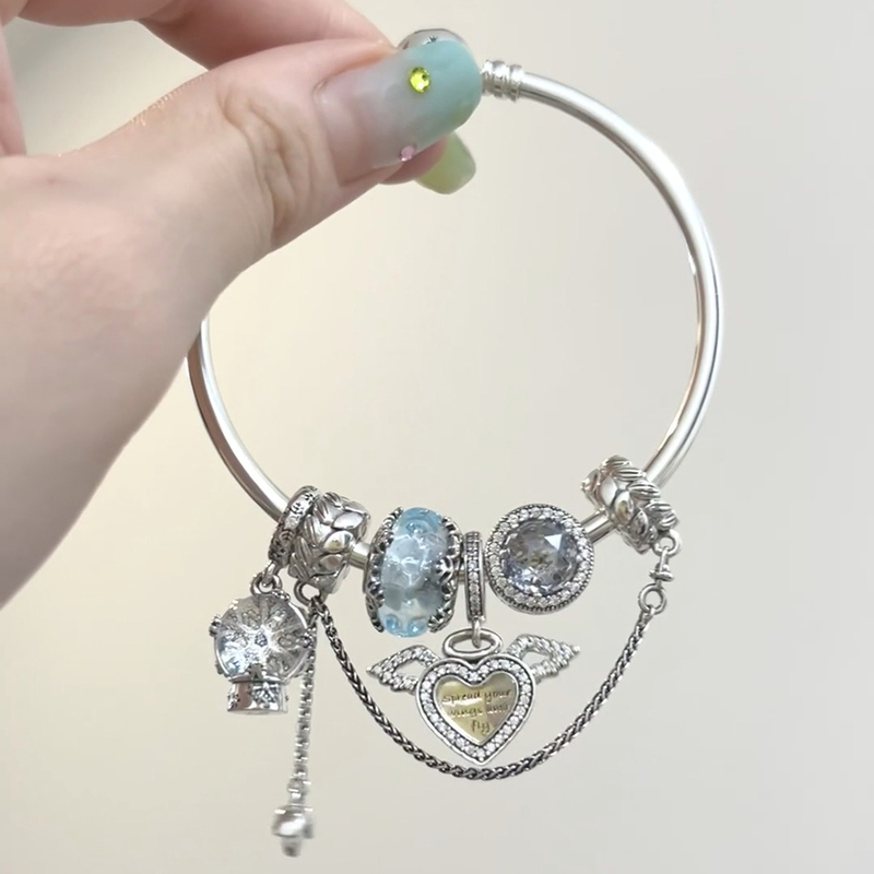 Pan's Bracelet 925 Silver Wheat Ear Angel Wings Teddy Bear Fairy Tale Beads Bracelet Valentine's Day Gift for Girlfriend Pan's Bracelet 925 Silver Wheat Ear Angel Wings Teddy Bear Fairy Tale Beads Bracelet Valentine's Day Gift for Girlfriend