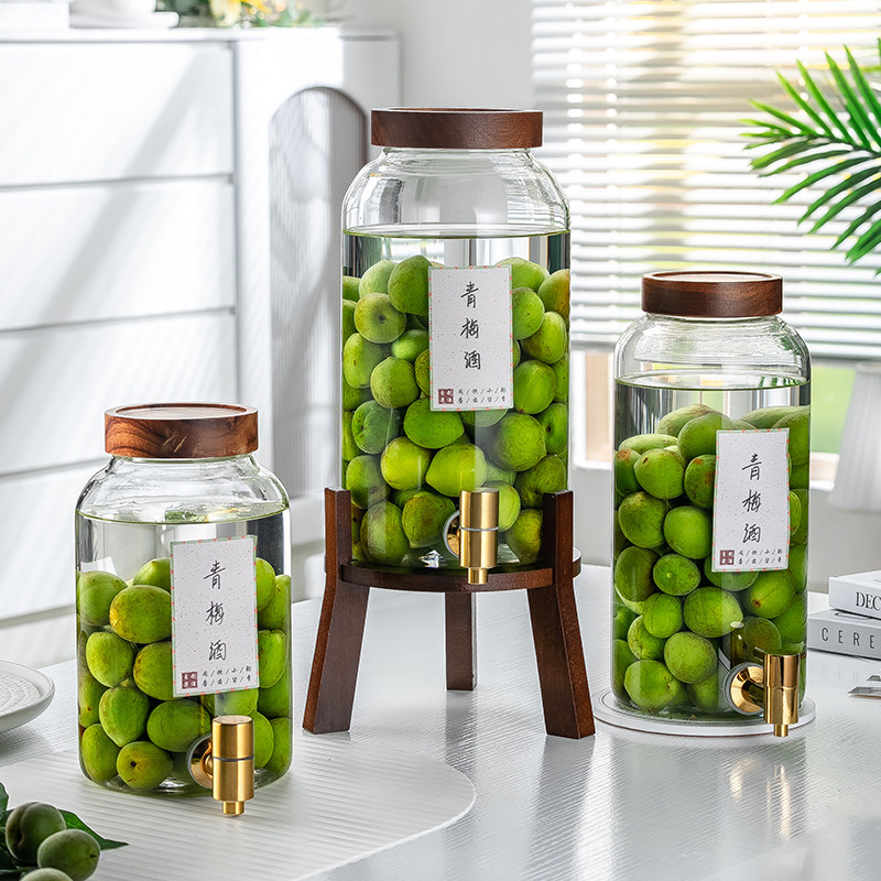 Green Plum Bubble Wine Glass Bottle Large Poplar Plum Self Brewed Wine Bottle Sealed Jar Lychee Fruit Wine Fermented Wine Barrel 10 Cati 1583-Taobao