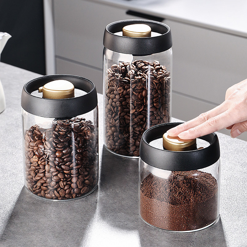 Vacuuming Coffee Bean Jars Home Food Grade Coffee Powder Storage Tank Glass Storage Tank Seal Preservation Jar 1583-Taobao