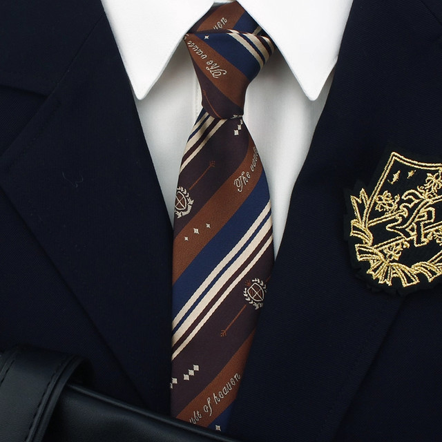 Cyanotic gold and red stripes Japanese style lazy zipper college style tie JK-DK tie feather bow tie