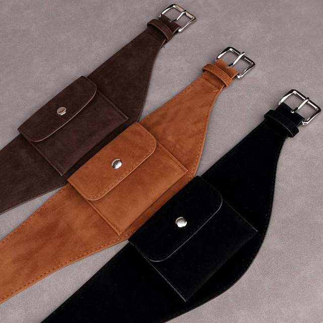 Suede wide belt accessories women's decoration with jeans retro girdle design niche waist bag 2025 new style