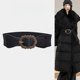 Women's Coat Belt Waist Accessory Wide Elastic Black Vintage Decorative Belt for Dresses, Sweaters, and down Jackets