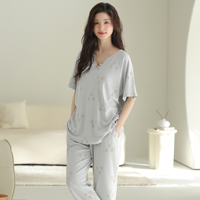 Tall Women's Pajamas for Spring and Summer, Short-Sleeve and Long Pants, Available in Sizes 175, 170, and 180, Pure Cotton Loungewear Tall Women's Pajamas for Spring and Summer, Short-Sleeve and Long Pants, Available in Sizes 175, 170, and 180, Pure Cotton Loungewear