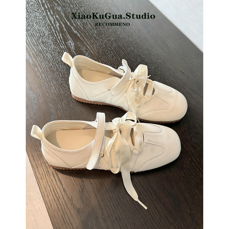 Velcro Mary Jane Shoes for Women, 2026 New Spring Ballet Archand Training Shoes, Soft Sole Casual White Shoes