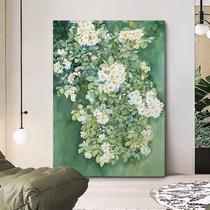 Pure hand-painted jasmine oil painting living room entrance flower and green plant decorative painting simple texture Shenzhen Dafen Village hanging painting