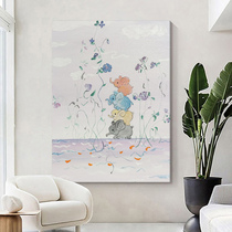 Living room auspicious hanging painting cartoon elephant texture oil painting childrens room hand-painted entrance cream style decorative mural