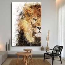 Hand-painted abstract lion mural entrance hall personalized texture decorative painting Dafen oil painting village living room animal hanging painting light luxury