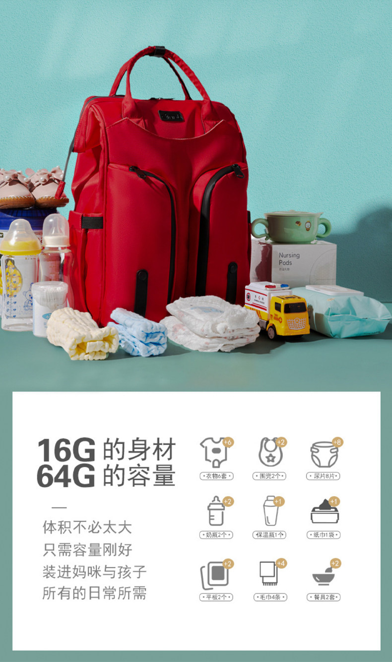 妈咪包时尚母婴双肩背手提干湿分离双肩大容量宝宝外出轻便多功能 — 3