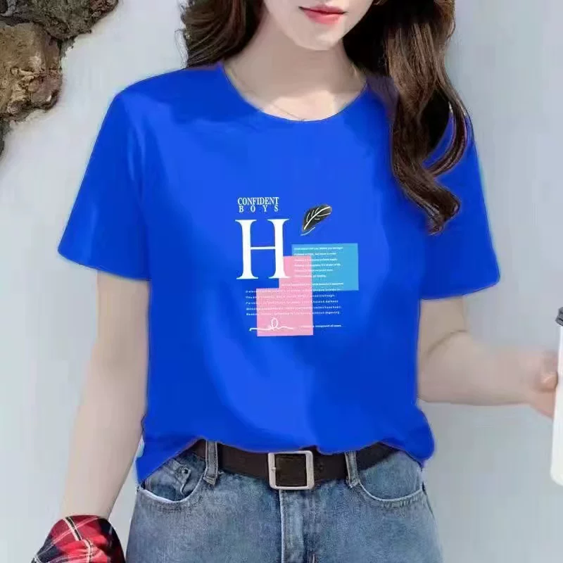 Хлопковая летняя футболка с круглым вырезом, с коротким рукавом, oversize, корейский стиль