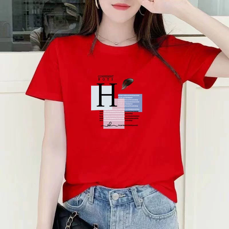 Хлопковая летняя футболка с круглым вырезом, с коротким рукавом, oversize, корейский стиль