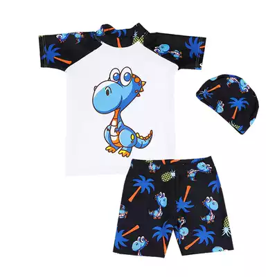 Boy's swimsuit suit boy quick-dry sunscreen with swimming cap Zhongdabong two-piece children children Korean cute cartoon