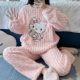 Cute Hello Kitty Coral Fleece Pajamas for Women, Winter 2025, Thickened and Plush Homewear Set