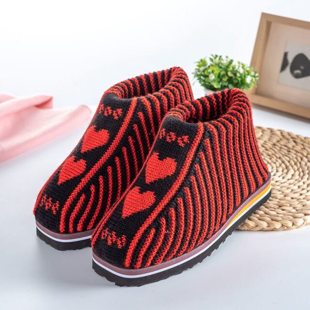 2025 New Winter Handmade Cotton Shoes for Women Home Wool Crocheted Elderly Non-Slip Warm Bag Heels Cotton Shoes