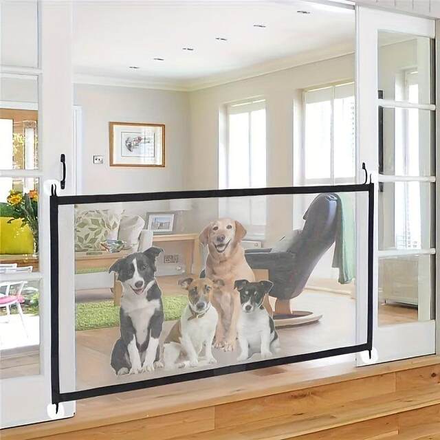 Dog fence indoor door fence without punching foldable net barrier door stair exit baffle small and medium-sized dog fence