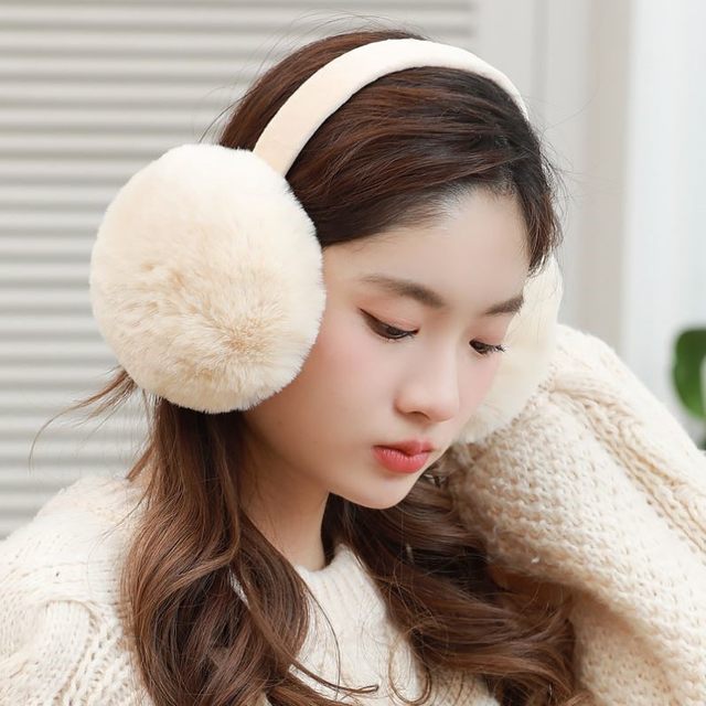 Winter Warm Plush Earmuffs for Women, Foldable Ear Protectors for Students, Anti-Cold Rabbit Fur Ear Covers