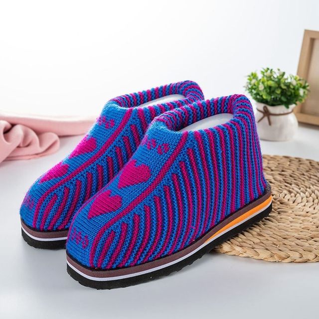 2025 New Winter Handmade Cotton Shoes for Women Home Wool Crocheted Elderly Non-Slip Warm Bag Heels Cotton Shoes