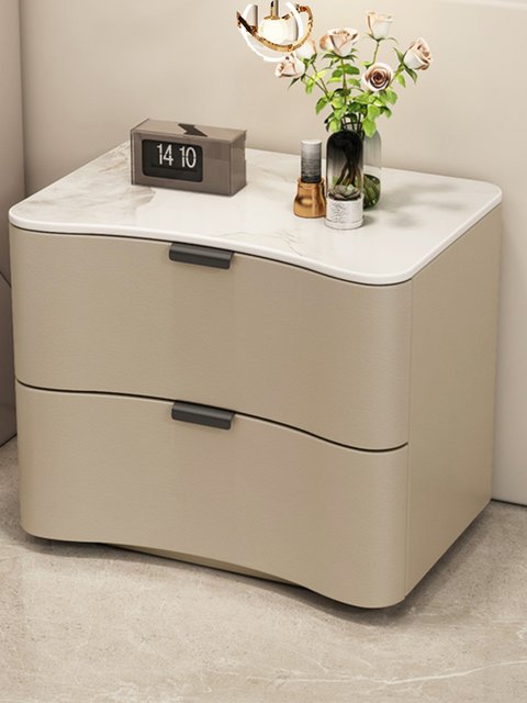 Cream style solid wood bedside table modern minimalist bedroom bedside cabinet light luxury ins style high-end simple storage cabinet
