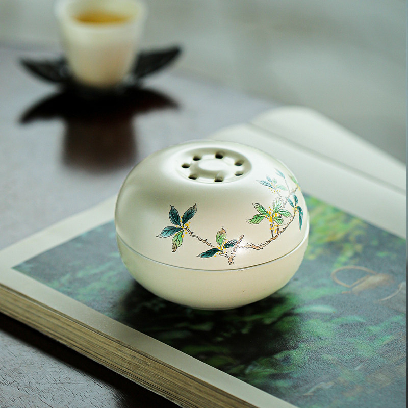 Creative hand-painted ceramic incense stove Sunken Sandalwood Pan Incense Stove Smoked Incense Stove Home Zen bedroom Incense Stove Pendulum-Taobao