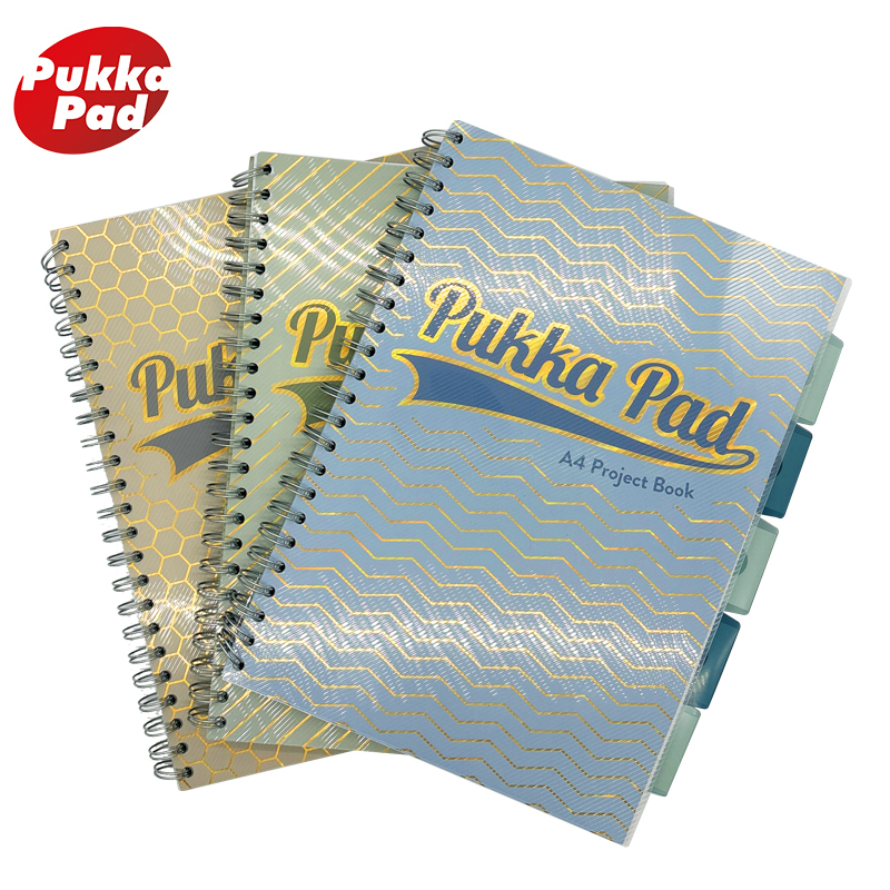 Pukka Pad Gold Stamping Series A4 Notebook Pp Cover Spiral Notebook High-Quality College Student 4-Subject Exam Notebook Thickened Soft Cover Notebook