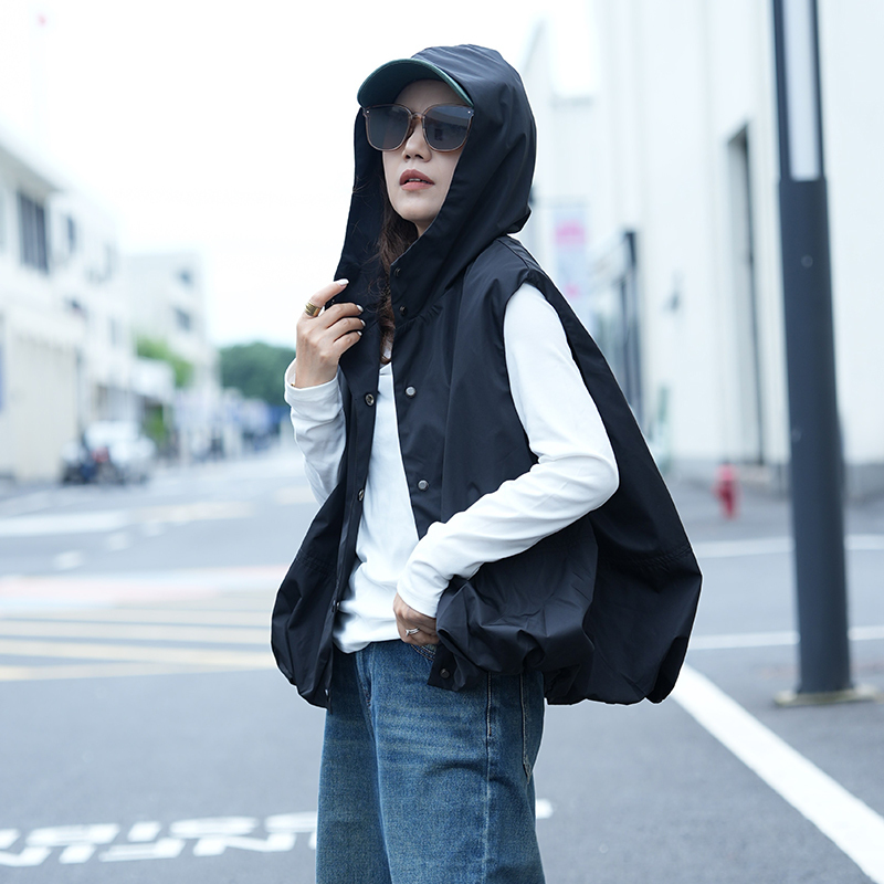 Sleeveless Jacket, Hooded Vest, Women's Summer New Style, Loose Casual Thin Vest, Jacket, Waistcoat, Work Vest