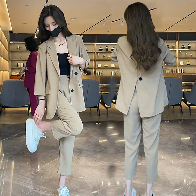 Three-Quarter Sleeve Casual Suit Set for Women 2026 New Style Petite High-End Complete Suit Jacket Two-Piece Set