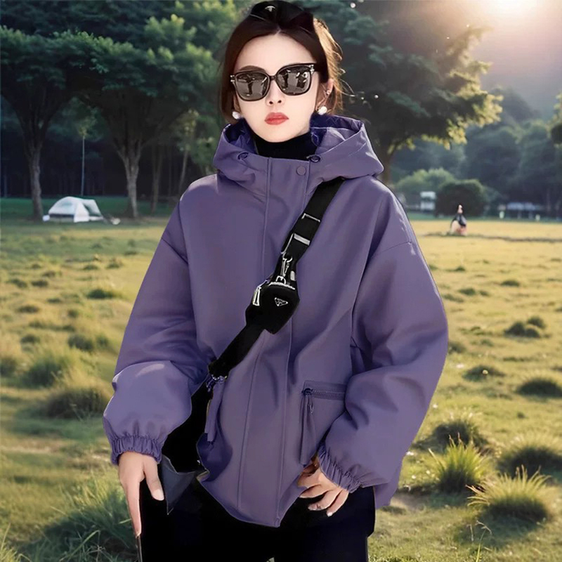 Casual Short Purple Jacket for Women, Spring and Autumn 2026 New Popular Style, Petite Thin Padded Jacket, Softshell Jacket Casual Short Purple Jacket for Women, Spring and Autumn 2026 New Popular Style, Petite Thin Padded Jacket, Softshell Jacket