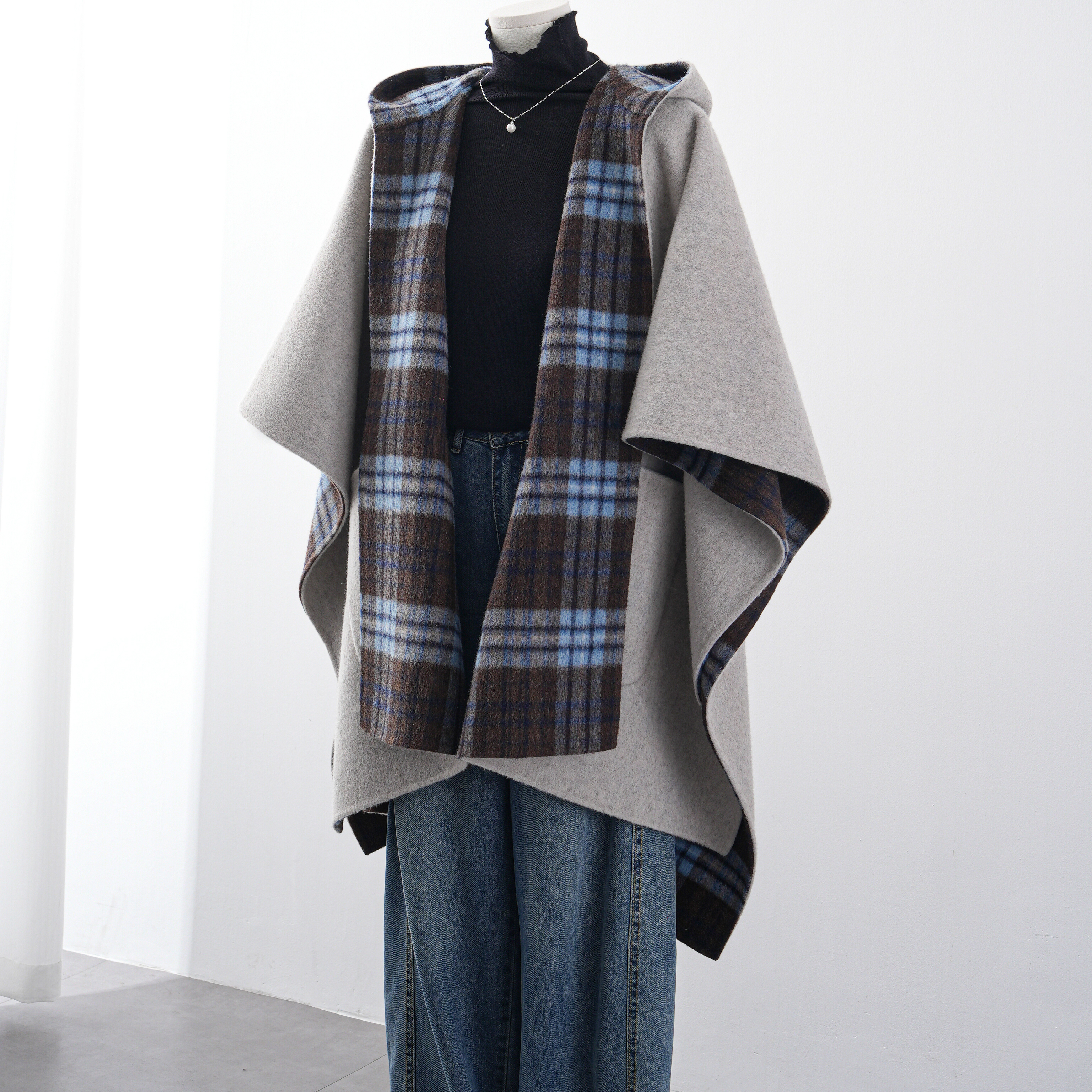 【Универсальная мода】 Двустороннее носимое шерстяное пальто с капюшоном для женщин