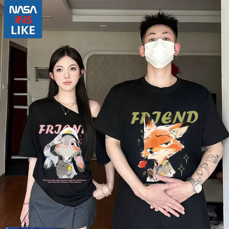 One Long and One Short ~ Super Popular Internet Celebrity Judy Nick Couple Outfit Summer 2026 New Niche Design Short-Sleeve T-Shirt