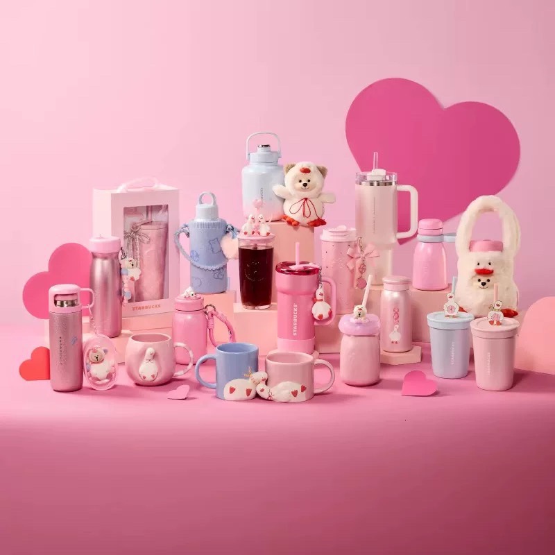 Starbucks New Product Cup 2026 Sweet Star Puff Duck Series Valentine's Day Mug, Straw Cup, Thermos Cup