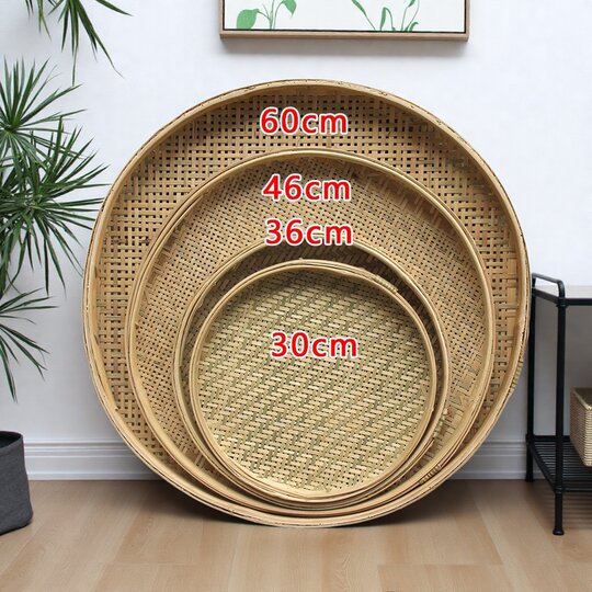 Bamboo woven bamboo products household round dustpan without holes or holes