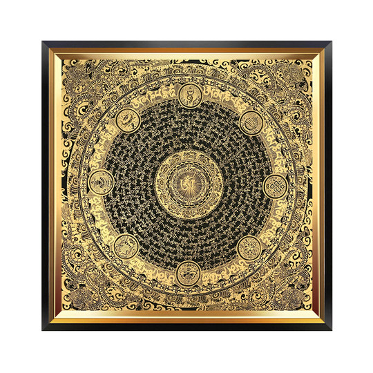 尼泊尔唐卡装饰画六字真言心经字画挂画西藏玄关壁画中式背景墙画