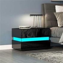 RGB LED Nightstand Coffee Table Magazine Bed side Table Cabi