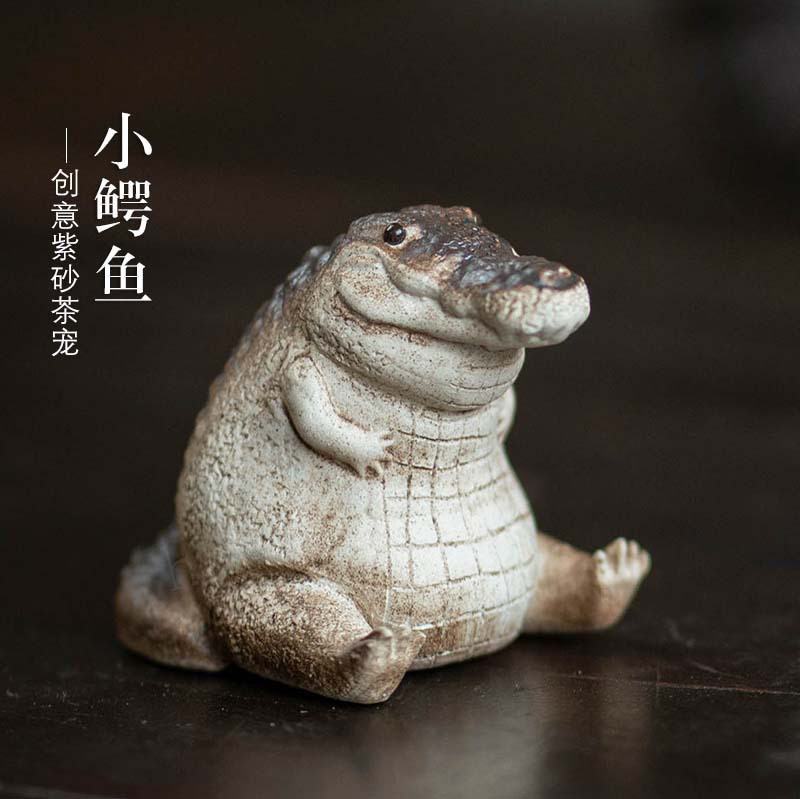 Lixing Purple Sand Tea Favorites Small Crocodile Swing boutique Nourishing Tea Playful Creativity Cute Tea Table Decoration Tea Table Accessories-Taobao