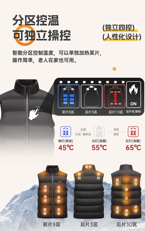 Luo Meng làm nóng áo vest nam đi xe đạp mùa đông áo vest điện điều khiển nhiệt độ thông minh graphene sạc usb làm nóng áo vest áo sưởi azuki